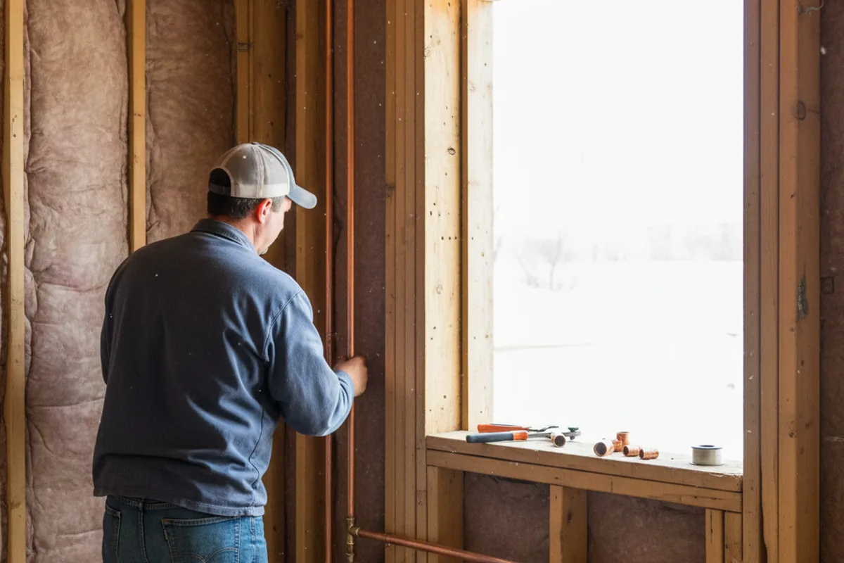 Licensed plumber running new copper supply lines in a Arnoldsville home