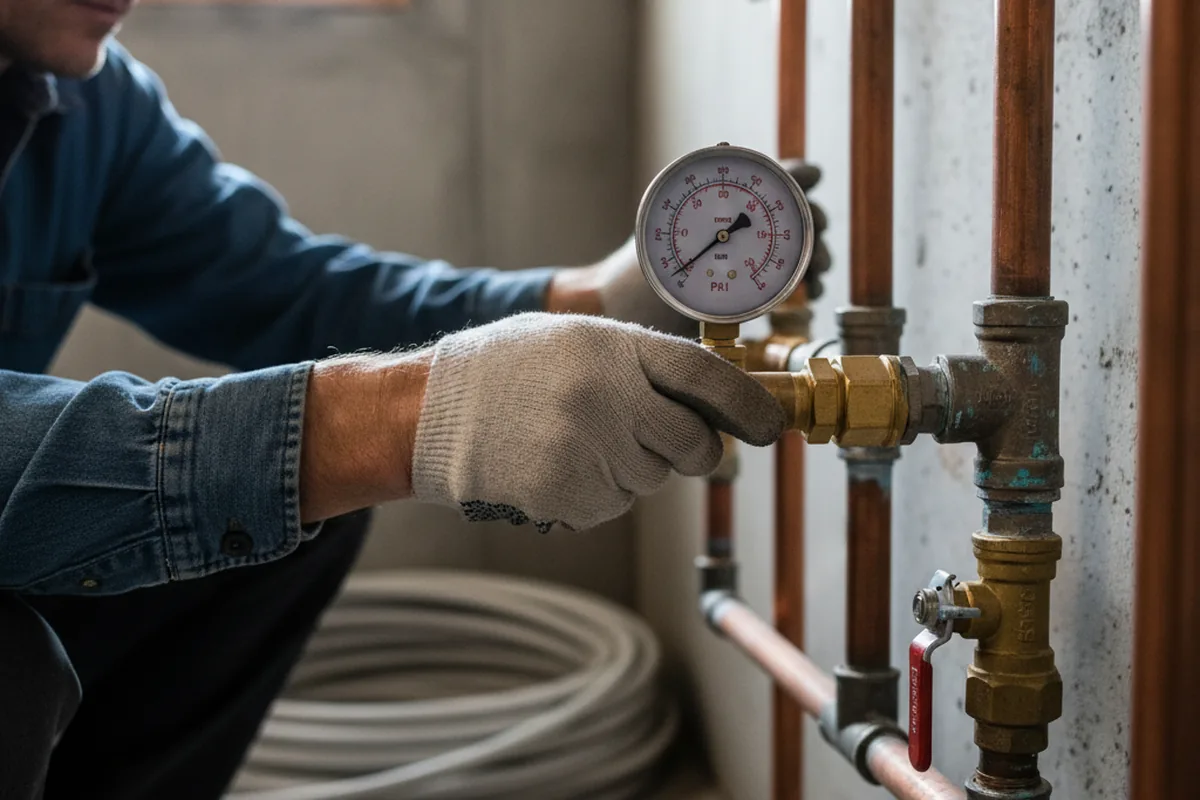 Pressure testing a repaired line during Water Line Repair in Arnoldsville
